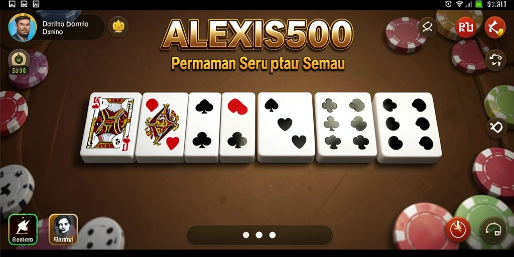 Tangkapan layar permainan ALEXIS500 yang menampilkan aksi domino yang mendebarkan.