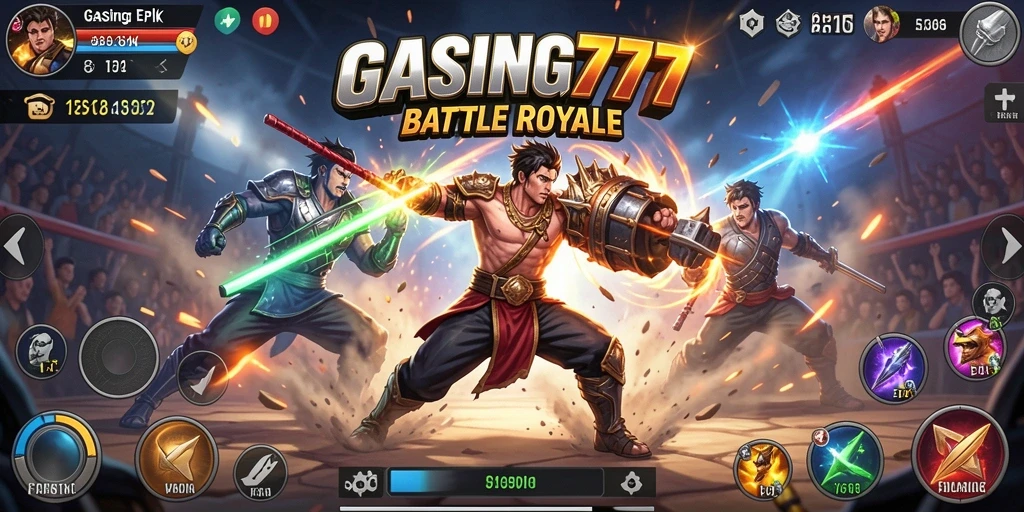 Screenshot GASING777 menampilkan intensitas pertempuran Battle Royale yang mendebarkan.