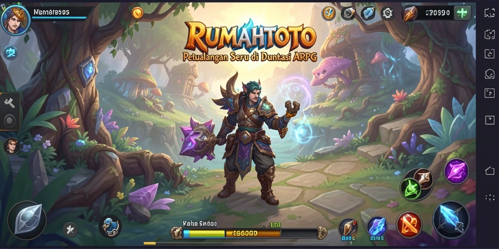 Tampilan gameplay RUMAHTOTO dengan pertarungan seru dan eksplorasi dunia fantasi.