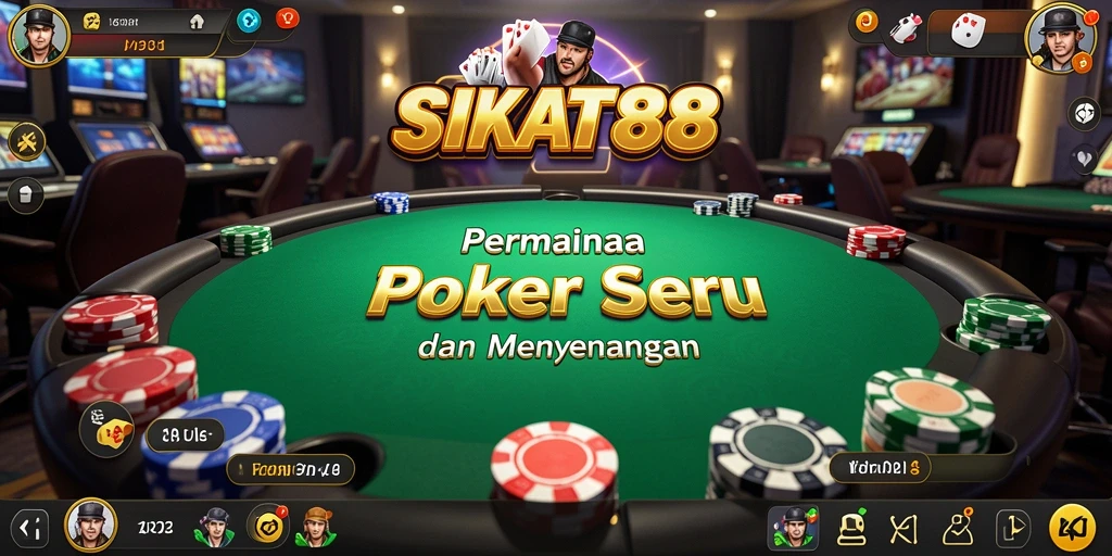Screenshot gameplay SIKAT88 menampilkan suasana poker yang menegangkan.