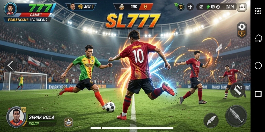 Tampilan gameplay mendebarkan dalam game sepak bola SL777.